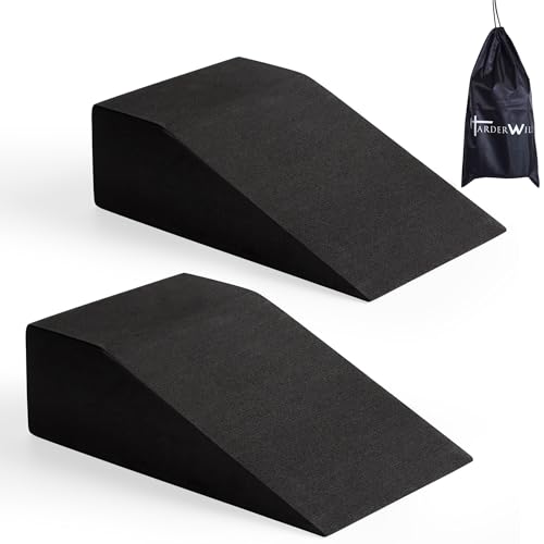 Yoga Foam Wedge Blocks (Pair), Calf Raise Block, Calf Stretcher, Yoga Wrist Support, Balance, Pushup, Fitness, Pilates, Heel Stretcher, Squat Wedge with Gym Bag - color: black, size: Wedges with Strap