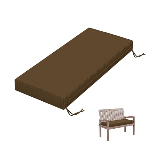 Outdoor Bench Cushion 42 X 18 X 3.5 Inch Thick Waterproof Patio Furniture Cushions, Patio Porch Swing Replacement Seat Pad with Tie Straps and Anti-Slip, for Backyard Garden, Chocolate - color: Chocolate, size: 42 x 18 x 3.5 in