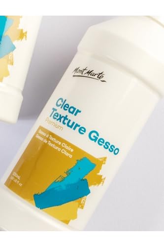 Mont Marte Premium Clear Texture Gesso Acrylic Medium 16.9oz (500ml) - size: 16.91 Fl Oz (Pack of 1)