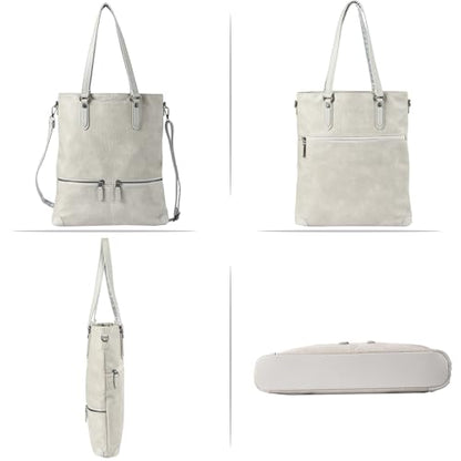 Lassviin Laptop Tote Bag, Leather Work Tote for Computer Bag Waterproof Lightweight Shoulder Bag Purse Handbag Crossbody Bag - color: White / White - Large
