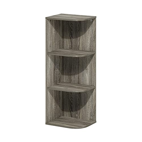 Furinno PASIR Book Shelf, 3-Tier Corner Bookshelf with Open Shelf, Standing Bookcase, 9.3 x 12 x 31.5 for Organization and Storage, for Living Room, Bedroom, Home Office, French Oak - color: French Oak, size: 3-Tier Corner