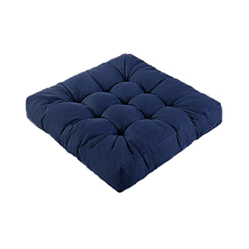Meditation Floor Cushions, Thickened Floor Pillow for Adults, Large Square Pillows Seat Cushion for Tatami Living Room Yoga, Memory Sponge Block Added, 22x22 Inch, Drak Blue - color: Dark Blue, size: 1pcs