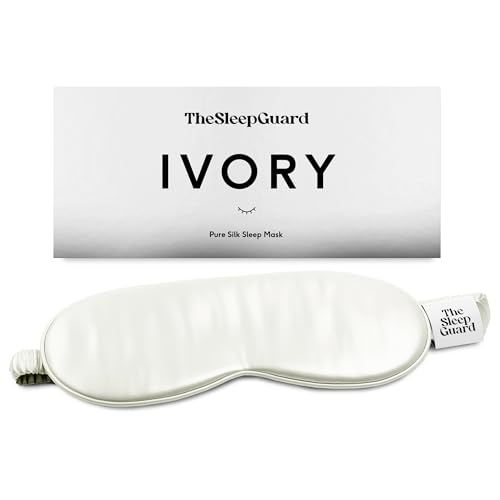 TheSleepGuard Pure Silk Sleep Mask [100% 6A Mulberry Silk, 22 Momme] Light Blocking Travel Essentials. Eye Masks for Sleeping. Black Oeko-Tex Blindfold. Eye Covers for Men & Women - color: Ivory White