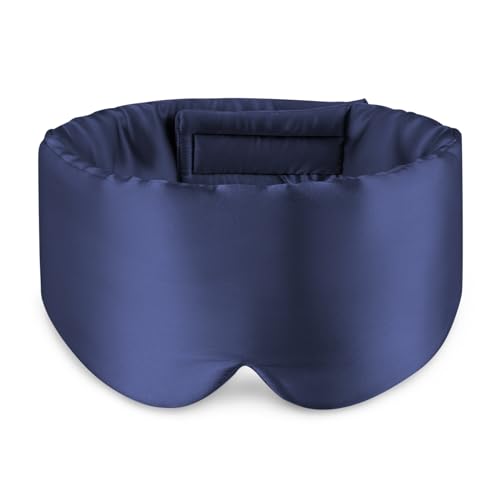Zenssia 100% Mulberry Silk Sleep Mask Eye Mask for Men and Women, Dark Blue - color: Dark Blue