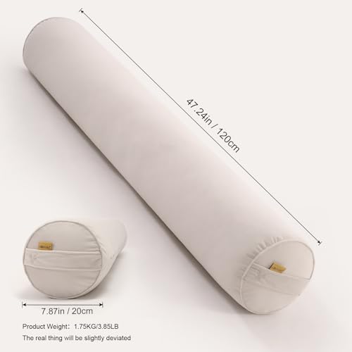 Body Pillow for Adults,Long Round Pillow,Big Cylindrical Pillow,Large Full Bolster Pillows for Side Sleepers (Misty White, 47.24"*7.87") - color: Misty White, size: 47.24"*7.87"