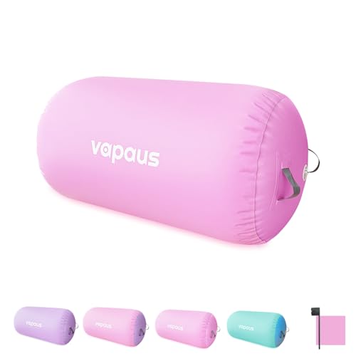 Vapaus Gymnastics Air Barrel Inflatable Tumbling Roller Mat Back Handspring Trainer Air Roller Tumbler Octagon Barrel Gymnastics Equipment for Tumble Track Cheerleading Yoga Training Durable AntiSlip Double Seal Without Pump - color: Pastel Pink, size: (L
