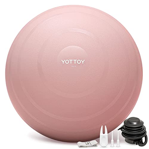 YOTTOY Anti-Burst Exercise Ball for Working Out, Yoga & Pregnancy, Extra Thick Workout Ball for Physical Therapy & Fitness - color: pink, size: 26IN/58-65cm