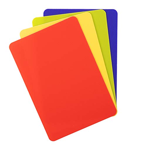 Dexas Heavy Duty Cutting Board Grippmat, Flexible Cutting Boards for Kitchen, Set of 4, Non Slip Plastic Board Cutting Mat Small Size 5.5 x 8, Blue, Green, Yellow, Red Set, Kitchen Gadgets - color: Blue/ Green/ Yellow/ Red, size: 5.5 x 8 inches
