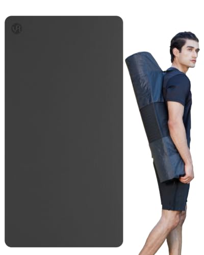 YR Large Exercise Mat 76"x35" 10mm Thick TPE Yoga Mat Non Slip | Workout mats, home gym, anti-tear, easy-to-clean, odor-less, excellent cushion, with yoga bag - color: Black