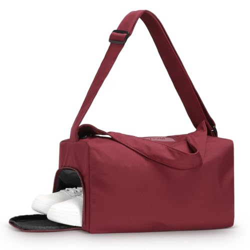 Womens Mini Gym Bag with Shoe Compartment 20L, Wine Red - color: Wine Red