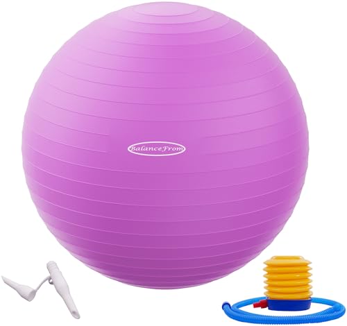 Fitvids Anti-Burst and Slip Resistant Exercise Ball Yoga Ball Fitness Ball Birthing Ball with Quick Pump - color: Purple, size: L(23-26in/58-65cm)