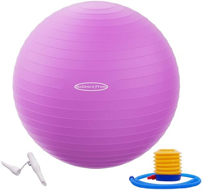 Fitvids Anti-Burst and Slip Resistant Exercise Ball Yoga Ball Fitness Ball Birthing Ball with Quick Pump - color: Purple, size: L(23-26in/58-65cm)