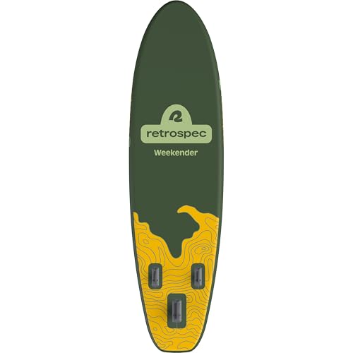 Retrospec Weekender Inflatable Stand Up Paddle Board Includes Paddle, Pump, and Accessories 10’6” Lightweight iSUP, Puncture Resistant Inflatable Paddle Board for Adults - color: Wild Spruce