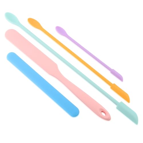 Silicone Spatula Set 5 Pcs,Double Head Beauty Spatula for Beauty and Food Reusable Silicone Stir Sticks for Makeup Jars Lotion Bottles and Kitchen Containers(5 PCS)