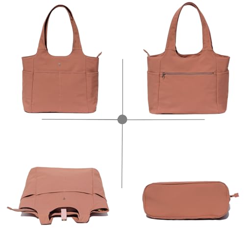 ESVAN Yoga Tote Bag Mat bag Women Shoulder Bags Carryall Tote for Travel Office Workout Gym Nurse Beach - color: Pink Brown