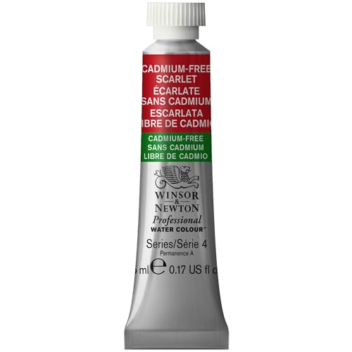 Winsor & Newton Professional Watercolor, 5ml Tube, Cadmium-Free Scarlet | Unrivalled Transparency, Single Pigment Vibrant Colors, Archival Permanence, Heritage Watercolors, Finest Pigments - color: Cadmium-free Scarlet, style: 0.17-oz Tube