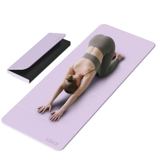 Foldable Yoga Mat Extra Large 74"×31.5" - color: Light Purple+Black