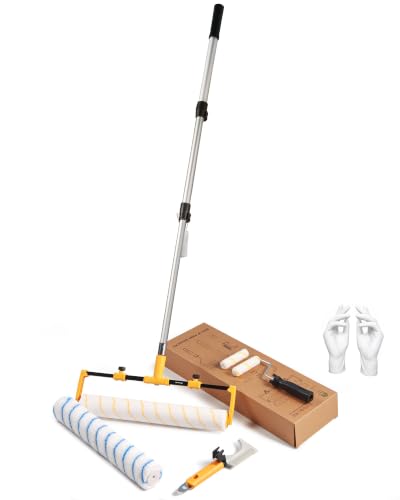 VOOMEY 18 Inch Paint Roller Kit, 1.34m Telescopic Pole for Home Painting | Microfiber & Nylon Covers, 59.5-134cm Pole, 7-in-1 Cleaning Tool for Fast, Even Wall and Ceiling Painting - size: 18 Inch paint roller kit(1.34m Telescopic Pole)