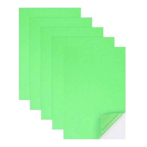 MECCANIXITY 5 Sheets Light Green Shiny Foam Sheets with Adhesive Backing, 8x12Inch Self-Adhesive Shiny EVA Foam Sheets Sticky EVA Paper Stickers for Art Crafts Projects, DIY Party Decoration - color: Light Green