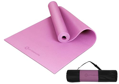 Primasole Yoga Mat with Carry Strap for Yoga Pilates Fitness and Floor Workout at Home and Gym Non-slip 9 colors - color: Blush Pink, size: 1/3 inch (8 mm)