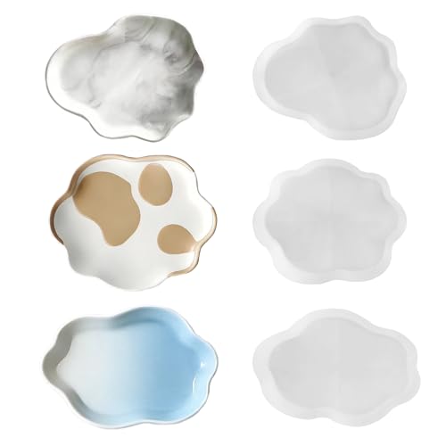 3 Pack Cloud Shape Silicone Tray Molds for Epoxy Resin & Concrete Casting | Durable silicone mold for resin casting, concrete, jewelry trinket storage, home decor, creative crafts, gifts - color: 3 PCS Cloud Tray Mold