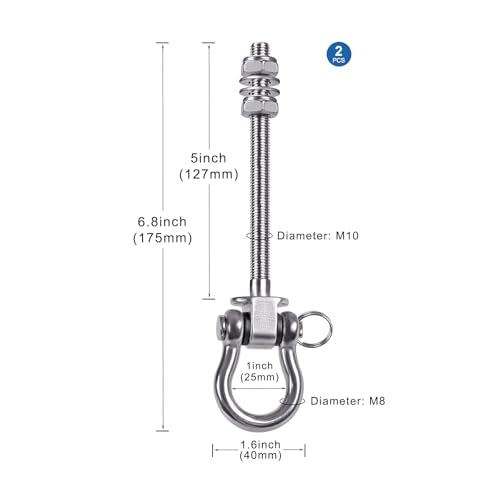 2Pcs Heavy Duty Swing Hangers with Bearings Stainless Steel Swing Hardware for Wood & Metal Beams Swing Hooks for Hanging Hammocks, Yoga Swings, Hanging Chair, Porch Swing 5" X M2/5", 1500LB Capacity - color: 2 Pack - 5"