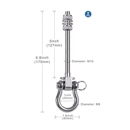 2Pcs Heavy Duty Swing Hangers with Bearings Stainless Steel Swing Hardware for Wood & Metal Beams Swing Hooks for Hanging Hammocks, Yoga Swings, Hanging Chair, Porch Swing 5" X M2/5", 1500LB Capacity - color: 2 Pack - 5"