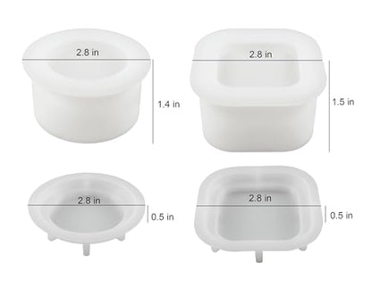 2Pcs Round Square Jar Silicone Mold for Cement Plaster Resin DIY Craft ﻿ | Smooth silicone for easy demolding, id design for storage box. Heat-resistant reusable, fits concrete, resin & plaster