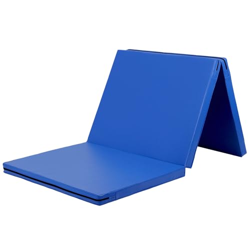 KaRaDaStyle Gymnastics Mat Folding Stretch Mats 71"x31"x2" Exercise Muscle Training Children Play Horizontal Bar Mat Yoga Sports Soundproof Home Use - color: Blue/3-fold