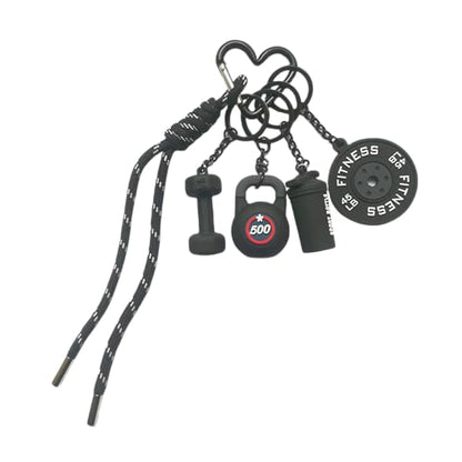 Fitness Keychain Barbell Dumbbell Keychain Bag Purse Charms Gym Lovers Fitness Enthusiast Gift Bag backpack Charms - color: Black