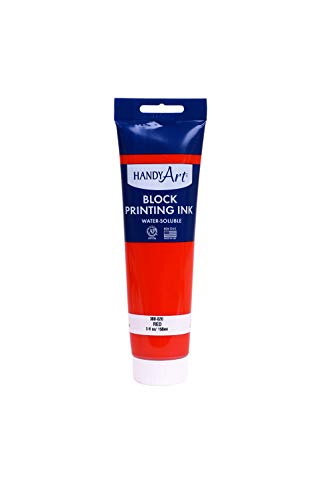 Handy Art Block Printing Ink, Red, 5 oz Tube, Water-Soluble | Highly Pigmented Vibrant Opaque Color with Superior Transfer Tack, Water Soluble, Certified Safe & AP Non-Toxic, Made in USA - color: Red, size: 5 Fl Oz