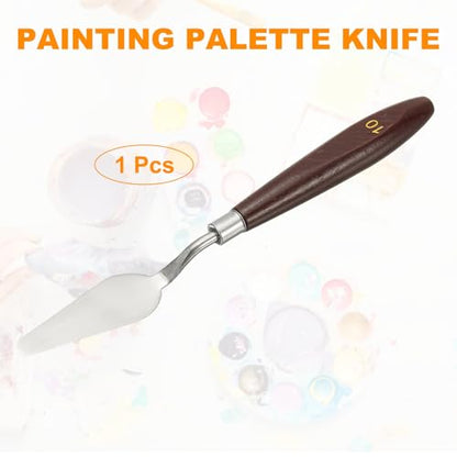 HARFINGTON Palette Knife Painting Tool 2.44 x 0.87 Stainless Steel Art Spatula Pallet Knives Scrapers Tools with Beech Wood Handle for Acrylic Oil Canvas Mixing Spreading, Red/Silver - size: 2.44" x 0.87"
