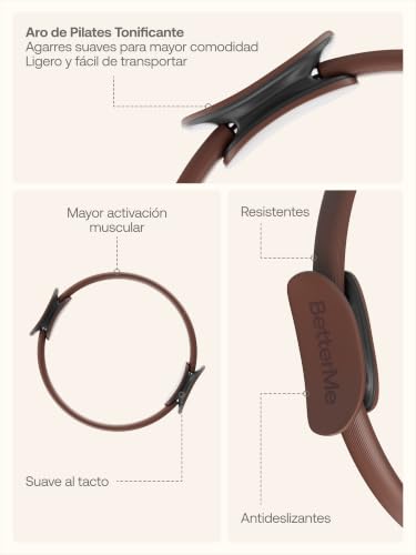 BetterMe Toning Pilates Ring – Magic Circle Pilates Ring for Strength & Flexibility – 15 Inch Fitness Ring for Home Pilates & Yoga Workouts - color: Chocolate Brown