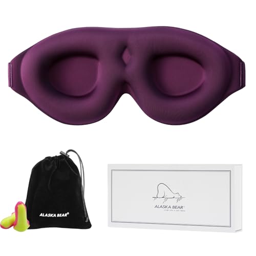 ALASKA BEAR Memory Foam Sleep Mask, Contoured 3D Eye Cups, Purple - color: A1 Purple