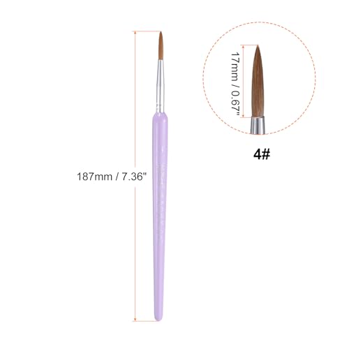 HARFINGTON Detail Paint Brushes 17mm Pointed Tip Nylon Hair Miniature Painting Brush for Watercolor Oil Acrylic Painting(4#), Purple - color: Purple, size: 4# 17mm