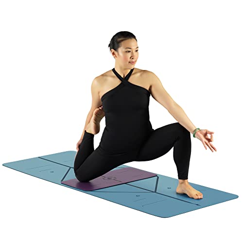 Liforme Yoga Pad - Revolutionary Alignment System, Advanced Non-Slip Grip | Eco-friendly, Non-Toxic, Sweat-Resistant, 4.2mm thick pad for knee, elbow and hand support during Yoga, Free Yoga Bag - color: Purple