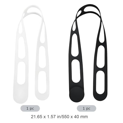 2 Pcs Reusable Silicone Strap, 21.65 x 1.57 in Universal Elastic Tie with Adjustable Buckle for Slow Cooker Lid, Bento Box, Yoga Mat Carrier, Travel Home Organizer, Black White