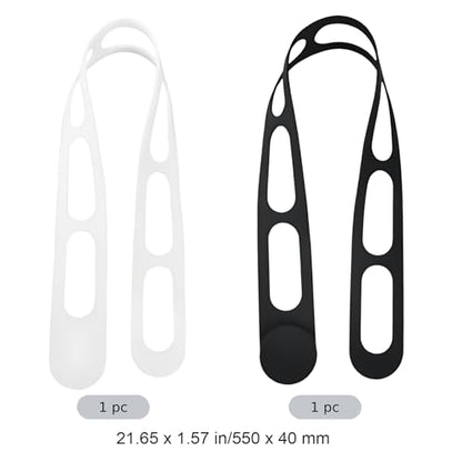 2 Pcs Reusable Silicone Strap, 21.65 x 1.57 in Universal Elastic Tie with Adjustable Buckle for Slow Cooker Lid, Bento Box, Yoga Mat Carrier, Travel Home Organizer, Black White