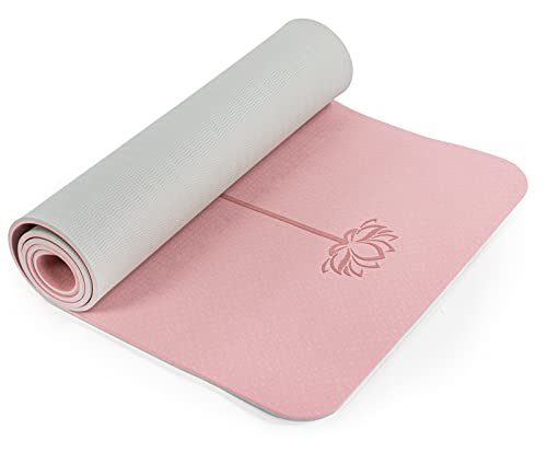Yoga Mat Non Slip, Pilates Fitness Mats, Eco Friendly, Anti-Tear 1/4" Thick Yoga Mats for Women, Exercise Mats for Home Workout with Carrying Sling and Storage Bag - color: Parfait Pink & Gray