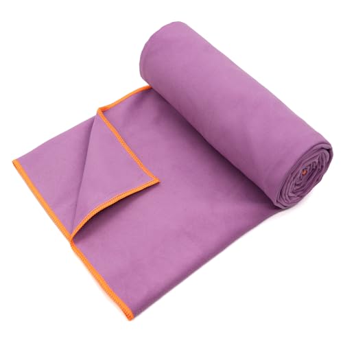 Eunzel Hot Yoga Mat Towel, Ultra-Absorbent Microfiber 72" x 26.5" | Ultra Absorbent Microfiber, Soft Touch Fabric, Quick Dry, Hot Yoga & Pilates, Machine Washable - color: Purple/ Orange