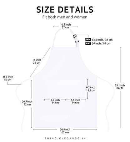 Syntus Apron for Men Women, Adjustable Cooking Kitchen Apron with 2 Pockets | Machine Washable, Firm Stitching, Stain Resistance, Long Tie Straps, 2 Pockets, Versatility, Unisex Use, Gift, BBQ - color: Basic White, style: 2 Polyester