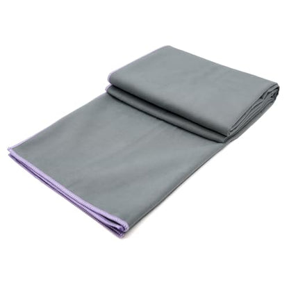 Eunzel Hot Yoga Mat Towel, Ultra-Absorbent Microfiber 72" x 26.5" | Ultra Absorbent Microfiber, Soft Touch Fabric, Quick Dry, Hot Yoga & Pilates, Machine Washable - color: Gray/ Purple