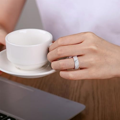 Egnaro Women's Bridal Rings Sets, 6mm Wide, 2mm Thick, Silicone Wedding Rubber Band with Half Size, Inner Arc Ergonomic Breathable Design - color: SETA-Black, Marble, Whitepink, Faint Red, size: 4.5-5