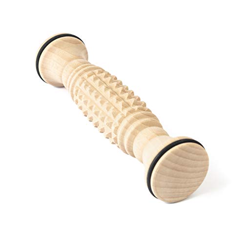tuuli Accessories - Wooden Foot Massager, Grooved Muscle Roller, Helps Ease Muscle Tension, Supports Blood Circulation, Natural Wood Therapy Massage Tools, 8 x 2 inches - size: S