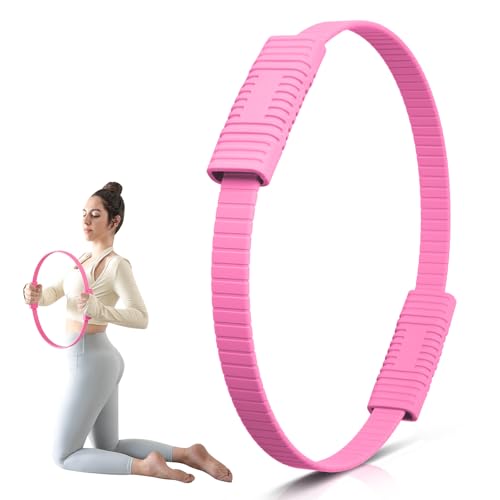 Pilates Ring, 13.5" Silicone Magic Pilates Fitness Circle with Dual Grip, Lightweight & Durable Flexible Resistance Exercise Equipment for Toning Arms, Thighs, Legs, Core