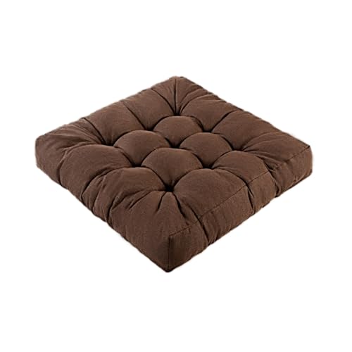 Meditation Floor Cushions, Thickened Floor Pillow for Adults, Large Square Pillows Seat Cushion for Tatami Living Room Yoga, Memory Sponge Block Added, 22x22 Inch, Brown - color: Brown, size: 1pcs