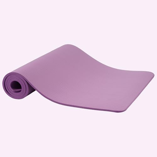 Fitvids Yoga Mat, 1/2-Inch Extra Thick High Density Exercise Mat, Anti-Tear Exercise Yoga Mat with Carrying Strap, Suitable for Various Yoga Exercises - color: Taro Purple
