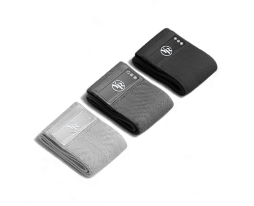 Fabric Booty Bands Set, 3 Resistance Levels for Pilates - color: Black/Grey