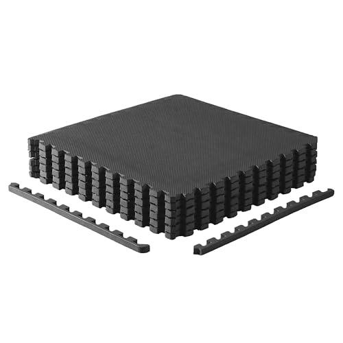 CAP Puzzle Exercise Mats | 3/4” Thick EVA Interlocking Foam Tiles for Home Gym Flooring | Multiple Options - color: T - Black, style: 6 Tiles (24 SQ FT)