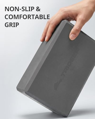 Trideer Yoga Blocks 2 Pack, Soft Non-Slip Foam Blocks with Beveled Edges for Alignment and Stretching in Yoga, Pilates, and Dance - Supportive, Lightweight, Odor Resistant, Latex-Free - color: Gray